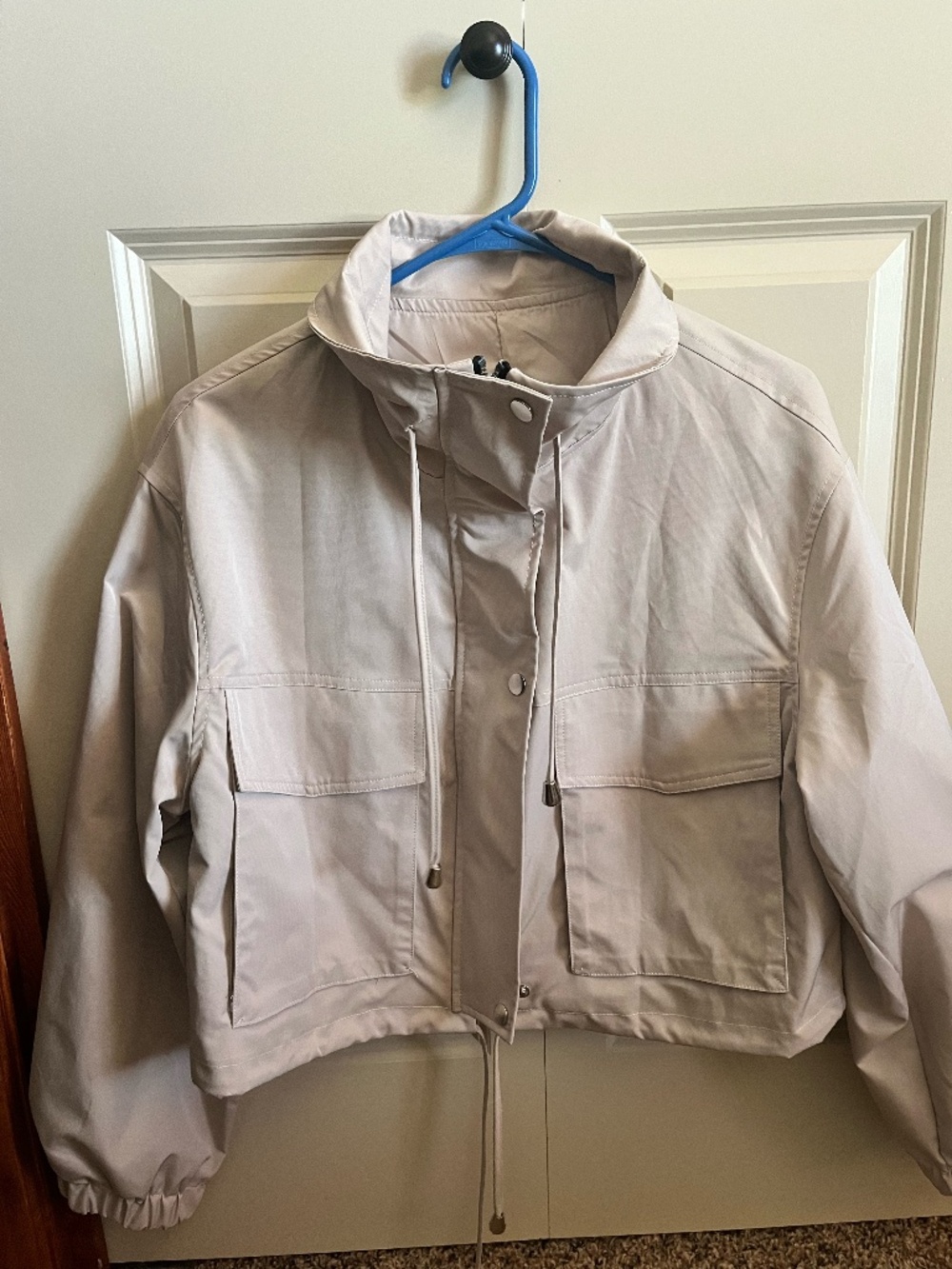 Trendy cropped lightweight utility/rain-style jacket
